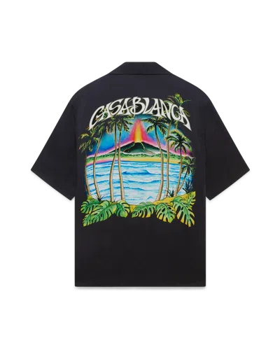 Casablanca Paris Volcano Short Sleeve Jacquard Shirt In Black