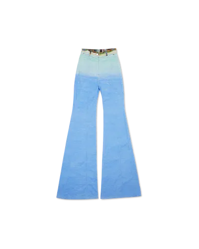 Casablanca Paris Voyage Dans Les Nuages Printed 70's Denim Flare Jean In Blue