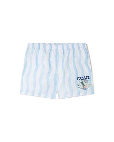 Casablanca Paris Wave Swim Trunks In Blue