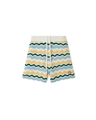 Casablanca Paris Wavy Boucle Shorts In Yellow In Multi