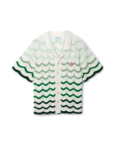 Casablanca Paris Wavy Gradient Crochet Shirt In Green In Multi