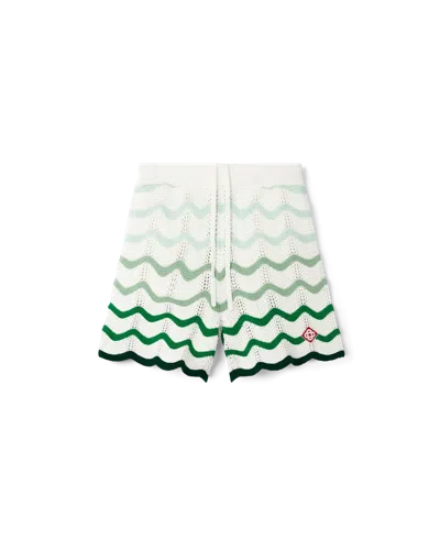 Casablanca Paris Wavy Gradient Crochet Shorts In Green