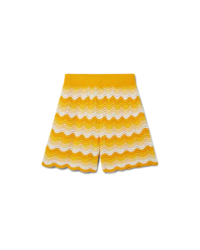 Casablanca Paris Wavy Gradient Crochet Shorts In Yellow