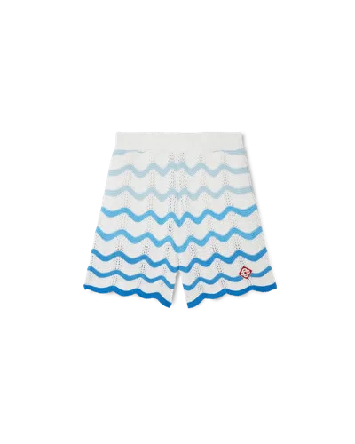 Casablanca Paris Wavy Gradient Crochet Shorts In Blue