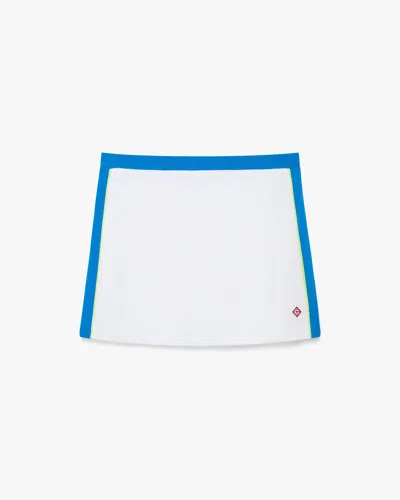 Casablanca Paris White & Blue Pique Mini Skirt In Multi