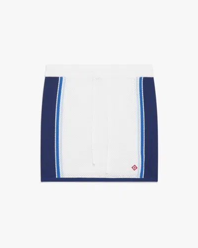 Casablanca Paris White & Blue Striped Mesh Mini Skirt