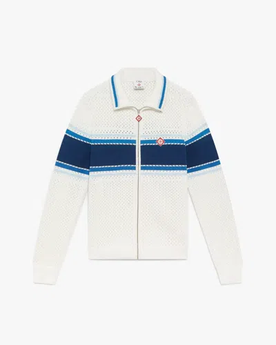 Casablanca Paris White & Blue Striped Mesh Track Jacket