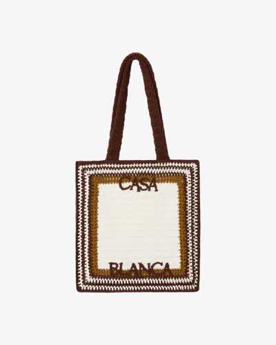 Casablanca Paris White & Brown Crochet Bag By  In Multi