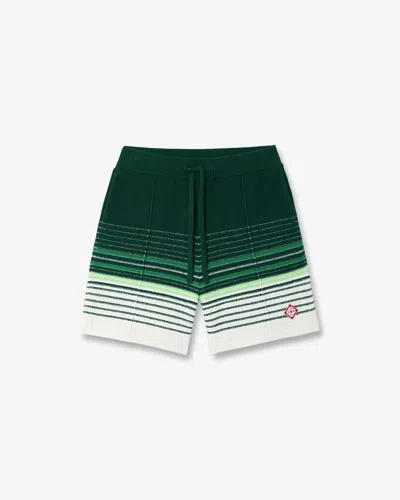 Casablanca Paris White & Green Boucle Stripe Shorts