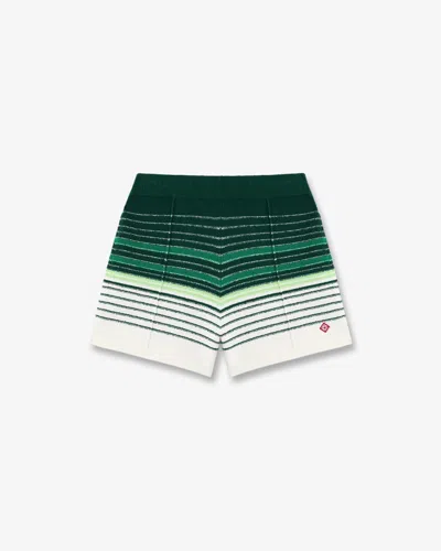 Casablanca Paris White & Green Boucle Stripe Shorts