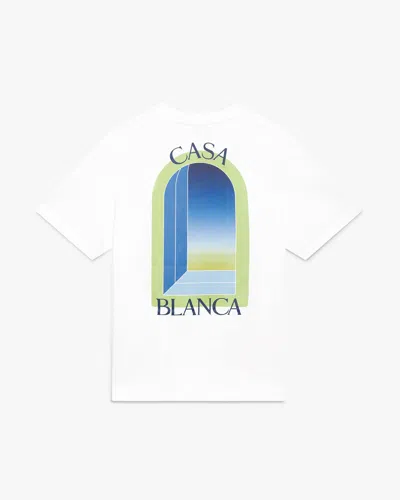 Casablanca Paris White & Lime Arches Short Sleeve T-shirt In Red