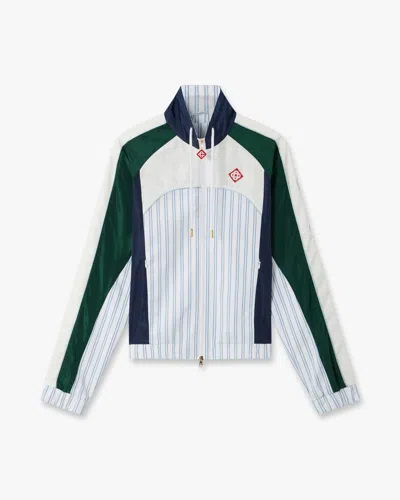 Casablanca Paris White & Navy Pinstripe Panelled Track Jacket In Multi