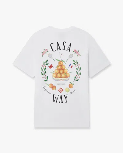 Casablanca Paris White Casaway Short Sleeve T-shirt In Orange