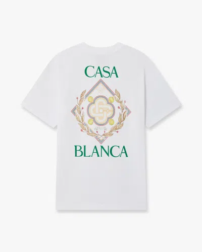 Casablanca Paris White Championship Short Sleeve T-shirt In Yellow