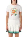 Casablanca Paris Orange Mascot Ringer Short Sleeve T-shirt In Neutral