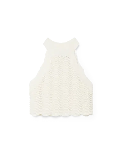 Casablanca Paris White Crochet Racer Top