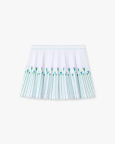 Casablanca Paris White Floral Stripe Sporty Tennis Mini Skirt In Blue