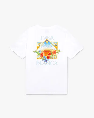 Casablanca Paris White Flower Court Icon Short Sleeve T-shirt