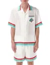 Casablanca Paris White Icon Striped Silk Shirt
