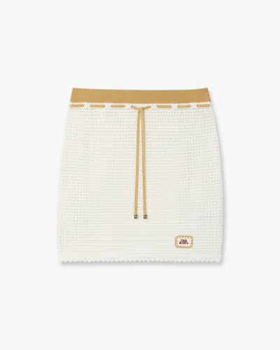 Casablanca Paris White Lace Tuck Stitch Mini Skirt