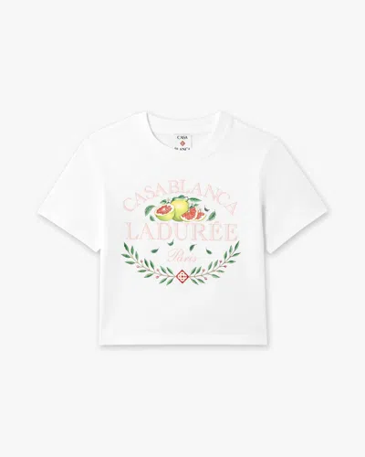 Casablanca Paris White Laduree X Casablanca Cropped Baby Short Sleeve T-shirt