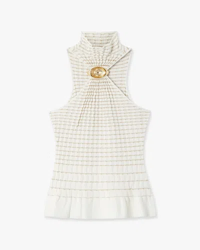 Casablanca Paris White Pleated Mosaic Top