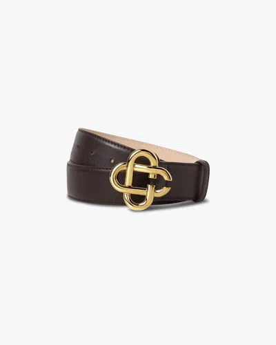 Casablanca Paris Women's Brown & Gold Classic Leather Cc Logo Belt