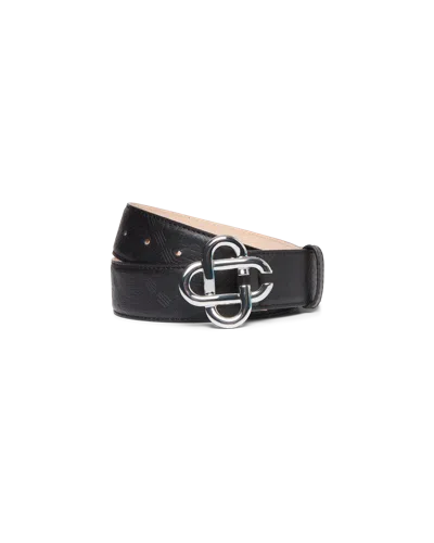 Casablanca Paris Women's Monogram Black Silver Belt