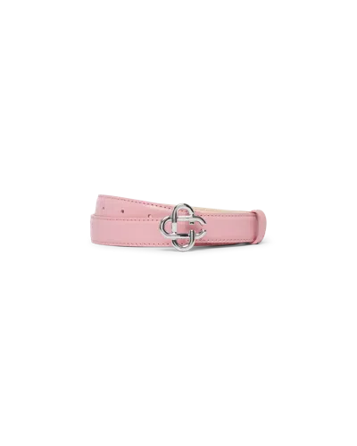 Casablanca Paris Women's Pink Silver Cc Logo Buckle Belt In Multi