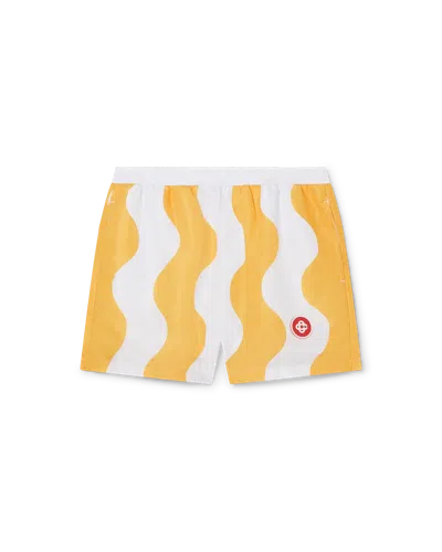Casablanca Paris Yellow Memphis Wave Swim Trunks In Red In Multi