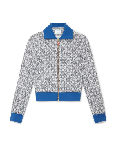 Casablanca Paris Zip Jacquard Knit Track Jacket In Gray