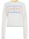 Casablanca Cotton Sweater With Colorful Trim And Graphic In White