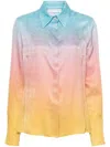 Casablanca Pastel Gradient Printed Long Sleeve Silk Shirt Pastel Gradient 38 In Multicolour