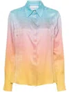 Casablanca Pastel Gradient Printed Long Sleeve Silk Shirt Pastel Gradient 38 In Multicolour