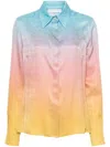 Casablanca Pastel Gradient Printed Long Sleeve Silk Shirt Pastel Gradient 38 In Blue