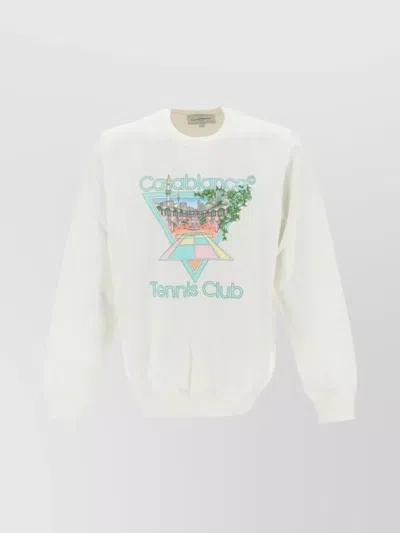 Casablanca Tennis Club Crewneck Sweatshirt In White