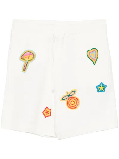 Casablanca Patch-detailing Crochet Shorts In White