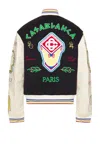 Casablanca Chenille Bomber Jacket Navy And Off White In Navy & Off White