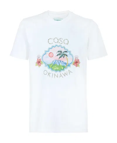 Casablanca Pattern Printed Short-sleeved T-shirt In White