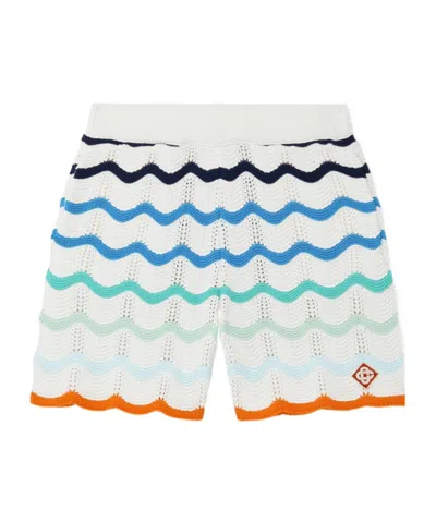 Casablanca Gradient Wave Crochet Shorts In Multicolor