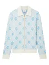 Casablanca Refined Wool Blend Sweatshirt With Classic Collar In Blue