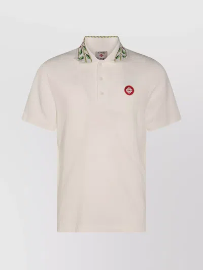 CASABLANCA PATTERNED COLLAR POLO SHIRT