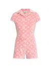 Casablanca Patterned Collared Playsuit In Pink