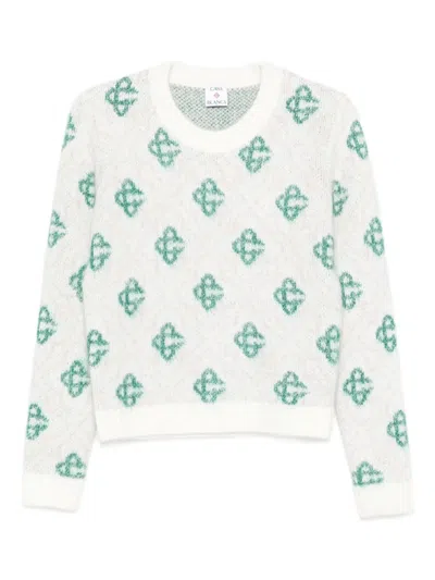 Casablanca Patterned Crew-neck Sweater In White