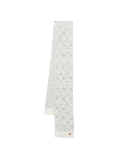 Casablanca Patterned Scarf In White
