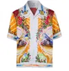 Casablanca Men's Short Sleeve Cuban Collar Shirt | Size Medium | Ums25sh00305 In Multicolor