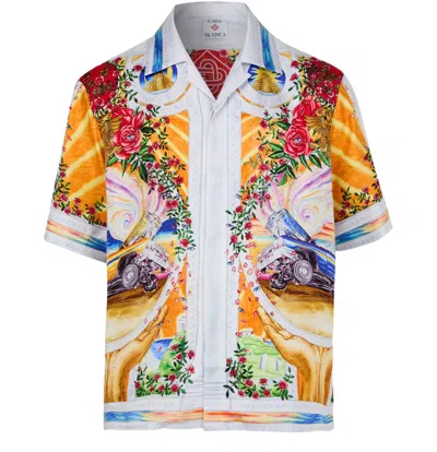 Casablanca La Tornade De Rose Short Sleeve Shirt In Multi