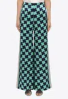 Casablanca Patterned Silk Wide-leg Pants In Blue