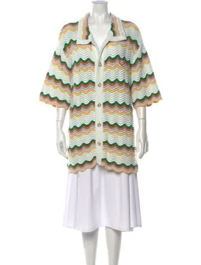 Pre-owned Casablanca Patterned Sweater In Green/white