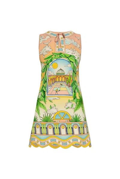 Casablanca Paysage Ideal Graphic-print Minidress In Multi